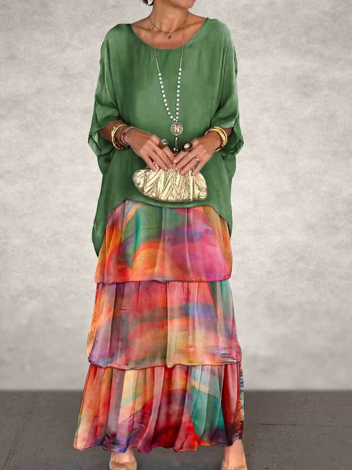 VELLORÉ | Nora – Vestido maxi con efecto de capas
