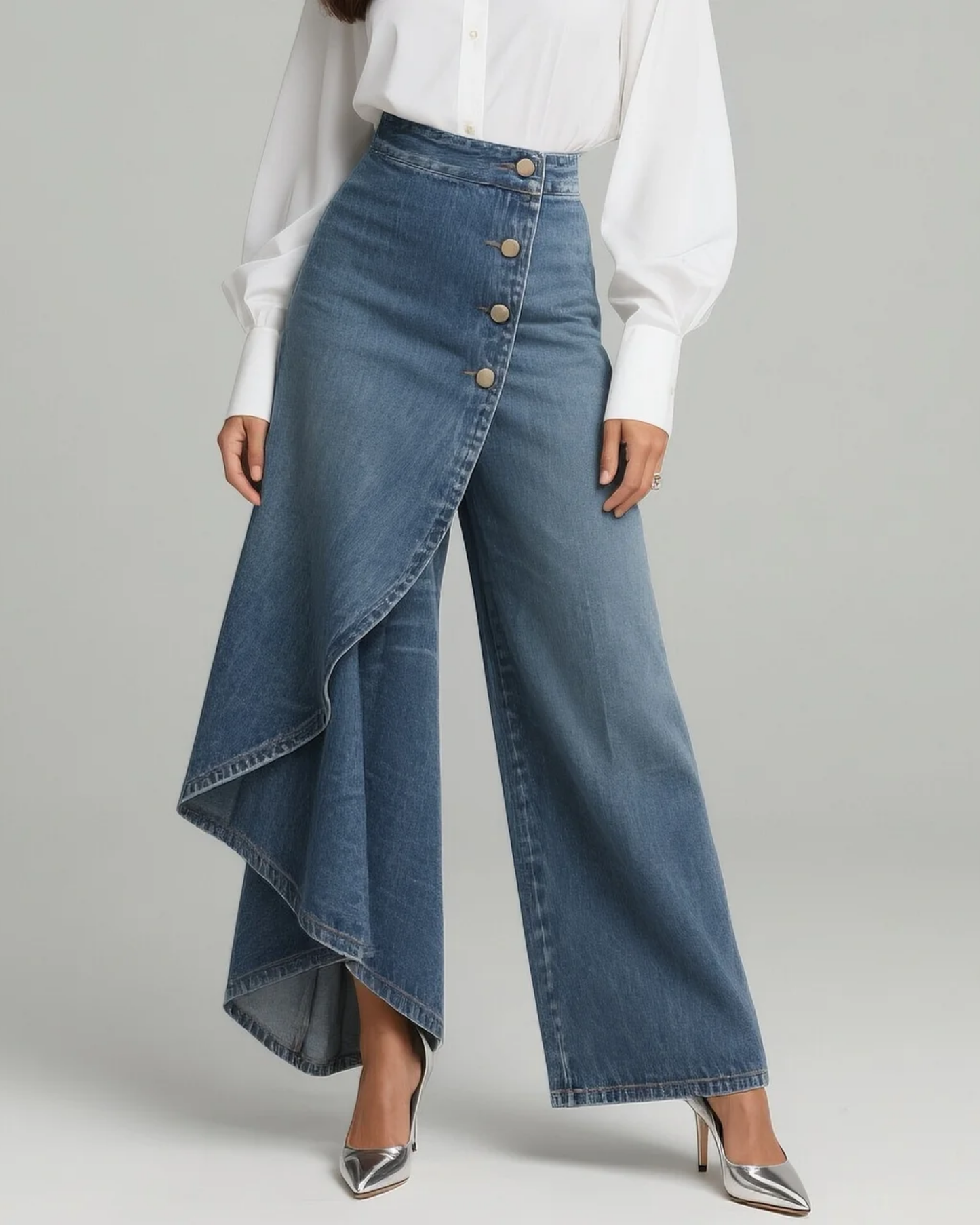 VELLORÉ | Abigail - Jeans de denim de corte slim con diseño envolvente
