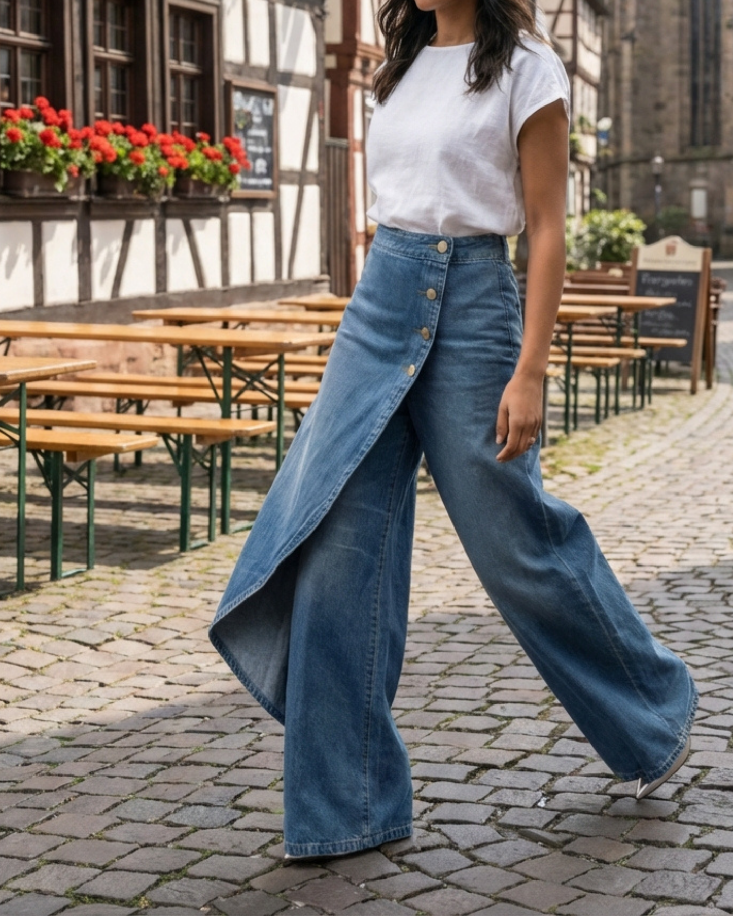 VELLORÉ | Abigail - Jeans de denim de corte slim con diseño envolvente