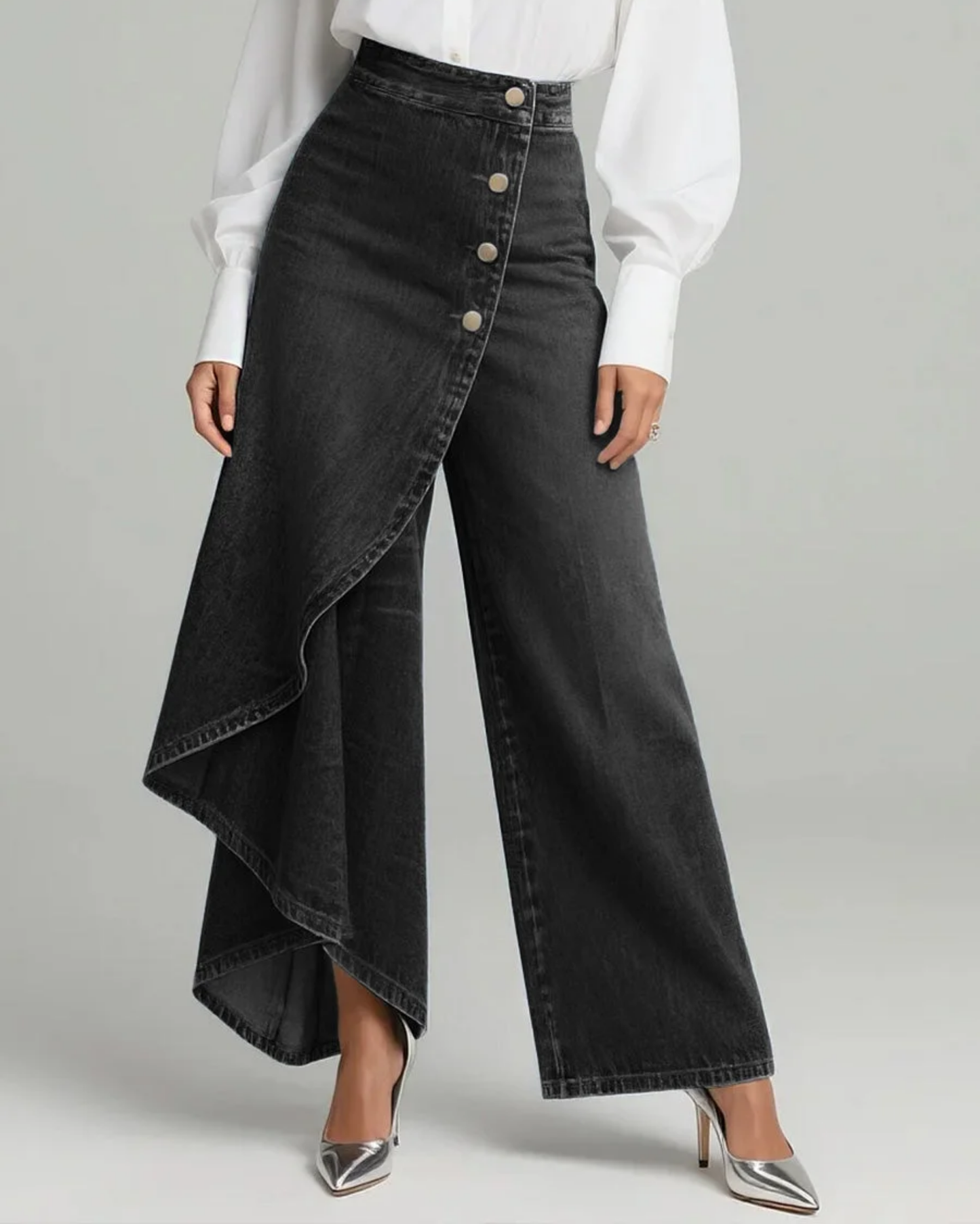 VELLORÉ | Abigail - Jeans de denim de corte slim con diseño envolvente