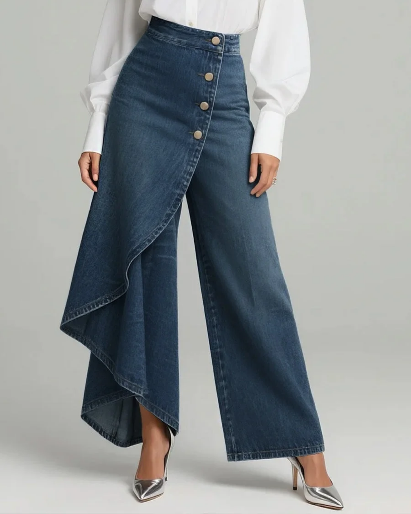VELLORÉ | Abigail - Jeans de denim de corte slim con diseño envolvente
