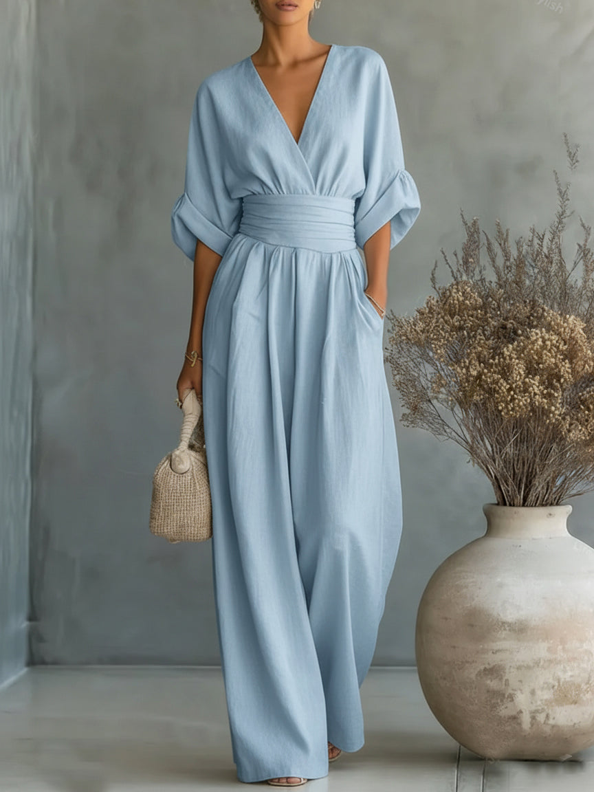 VELLORÉ | Mono elegante con escote en V y cintura alta