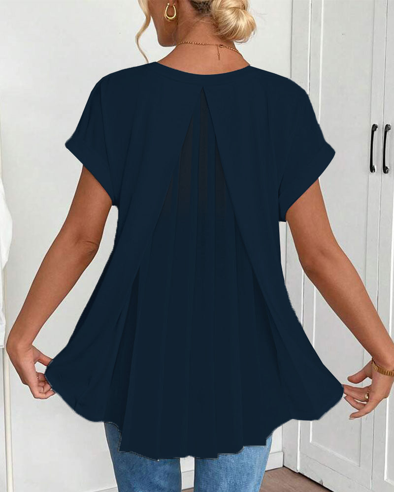 VELLORÉ | Blusa plisada de manga corta para mujer - chic y femenina