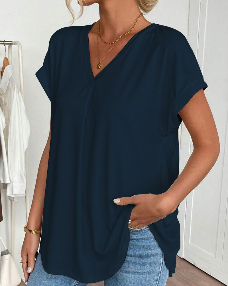 VELLORÉ | Blusa plisada de manga corta para mujer - chic y femenina