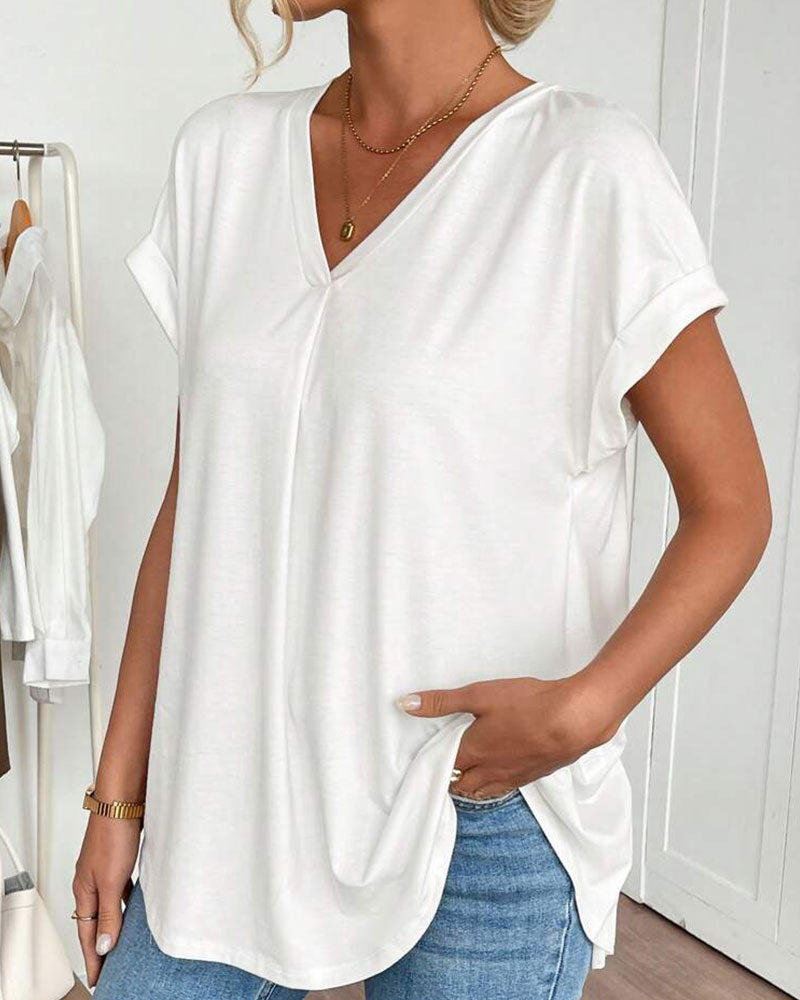 VELLORÉ | Blusa plisada de manga corta para mujer - chic y femenina