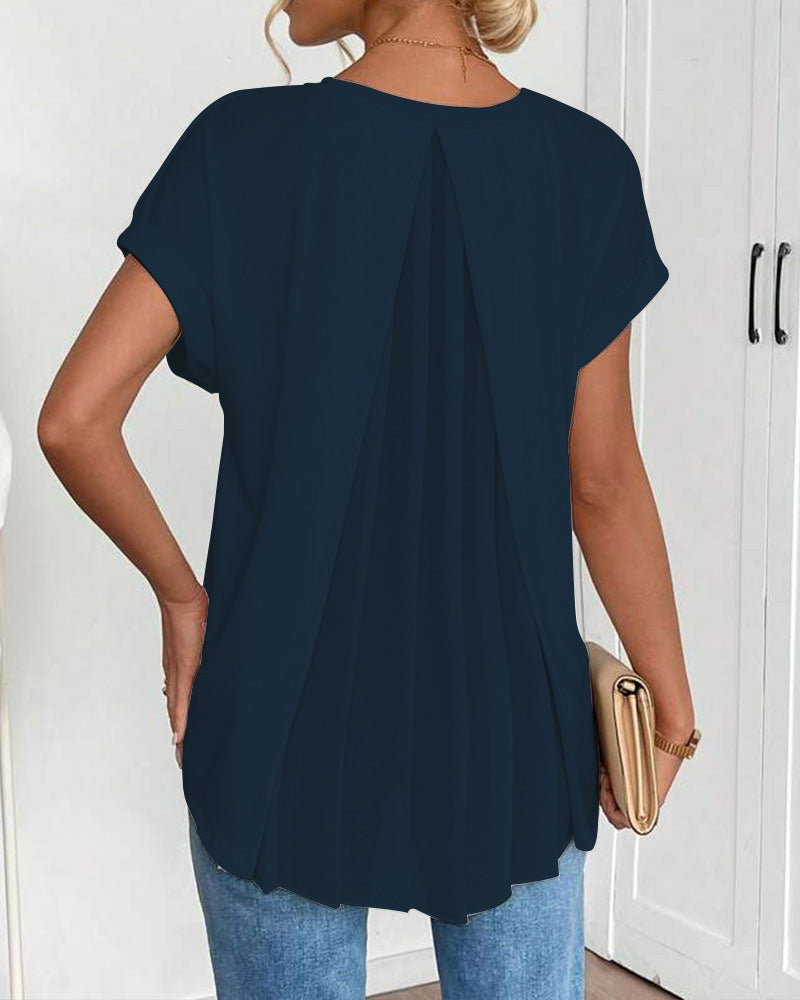 VELLORÉ | Blusa plisada de manga corta para mujer - chic y femenina