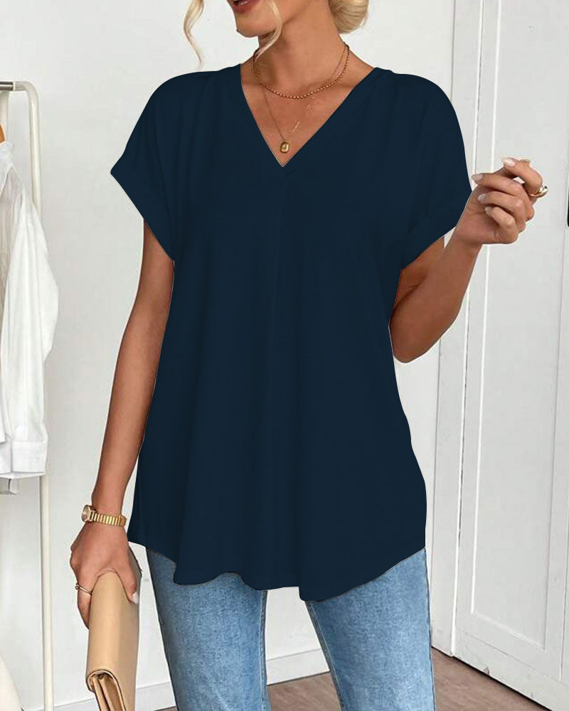 VELLORÉ | Blusa plisada de manga corta para mujer - chic y femenina