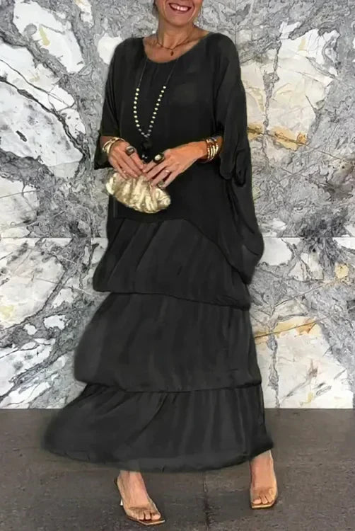 VELLORÉ | Nora – Vestido maxi con efecto de capas