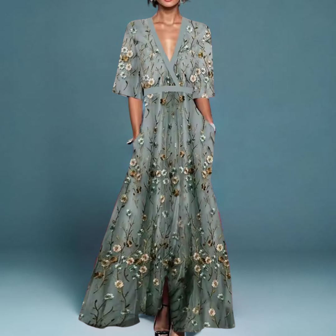 VELLORÉ | - Vestido elegante con estampado floral de encanto refinado