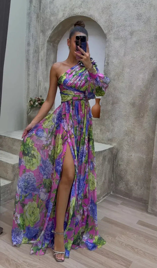 VELLORÉ | Vestido Dramático Blossom - Elegancia para la noche con toque floral