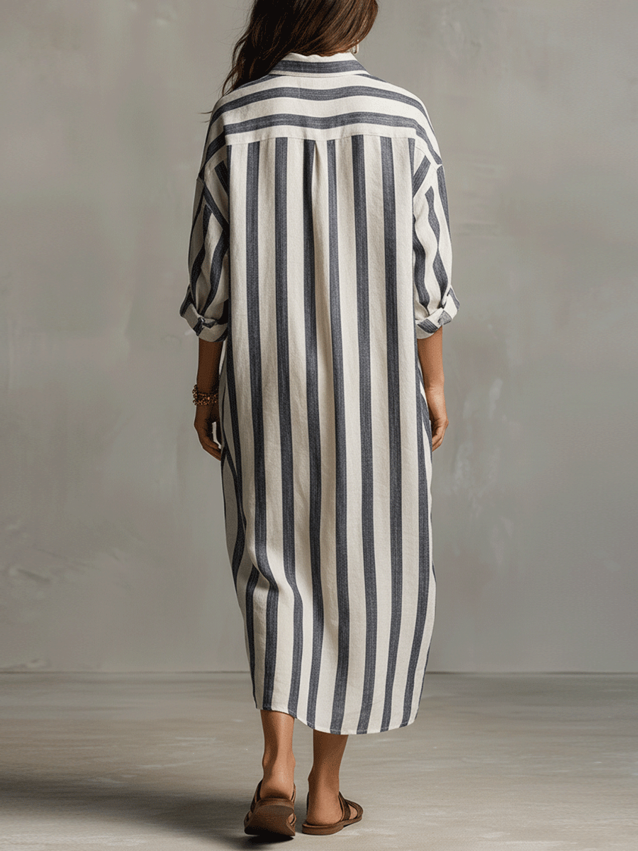 VELLORÉ | Camisa casual a rayas y vestido maxi de estilo bohemio