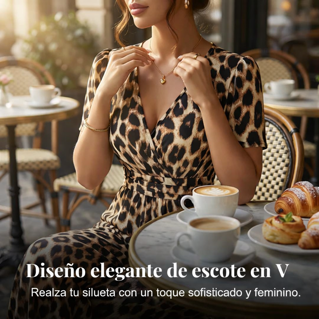 VELLORÉ | 🎁Novedad: 50 % de descuento 💥 Mono con escote en V y piernas anchas, estampado de leopardo