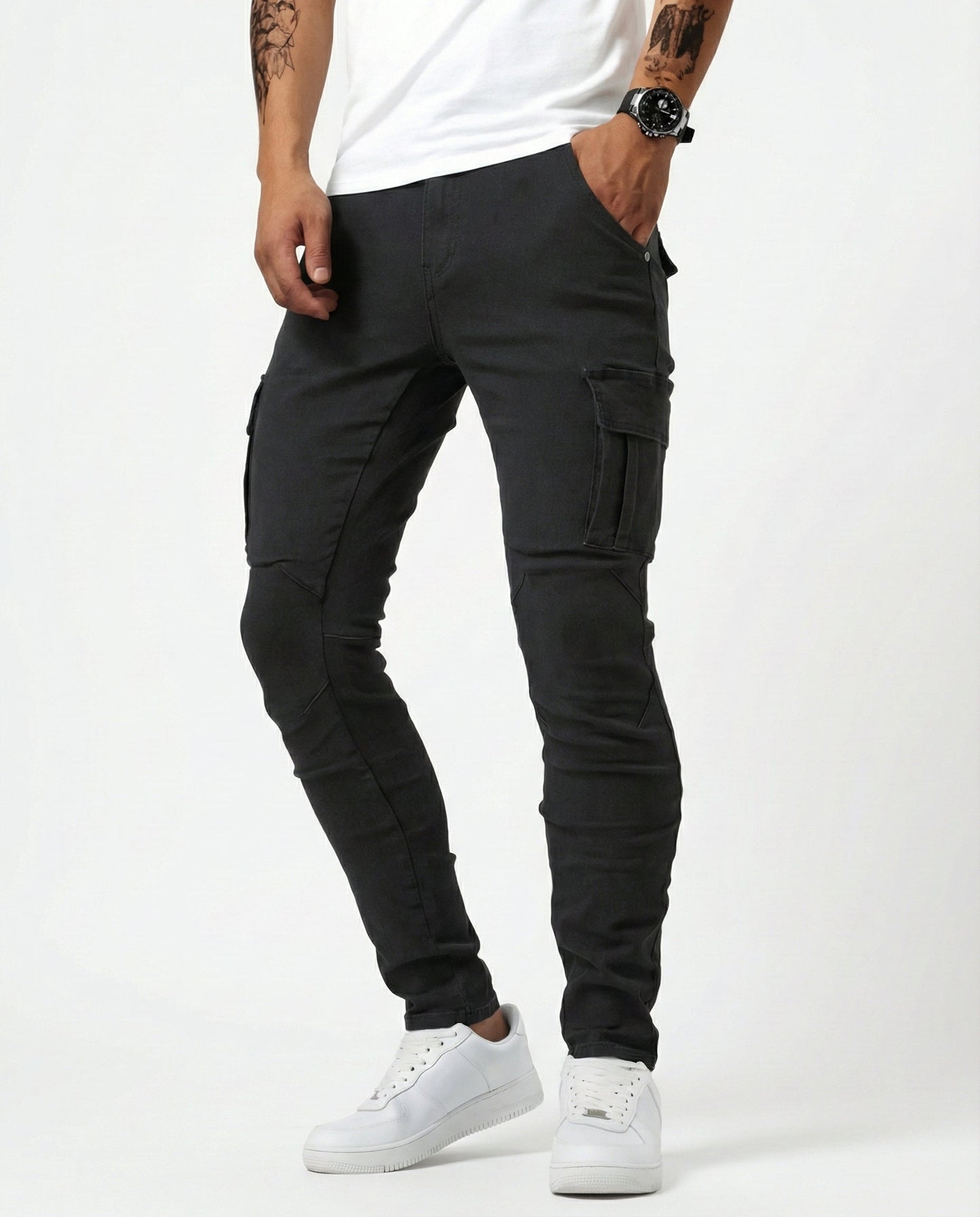 VELLORÉ | Pantalón Cargo Marino Elástico