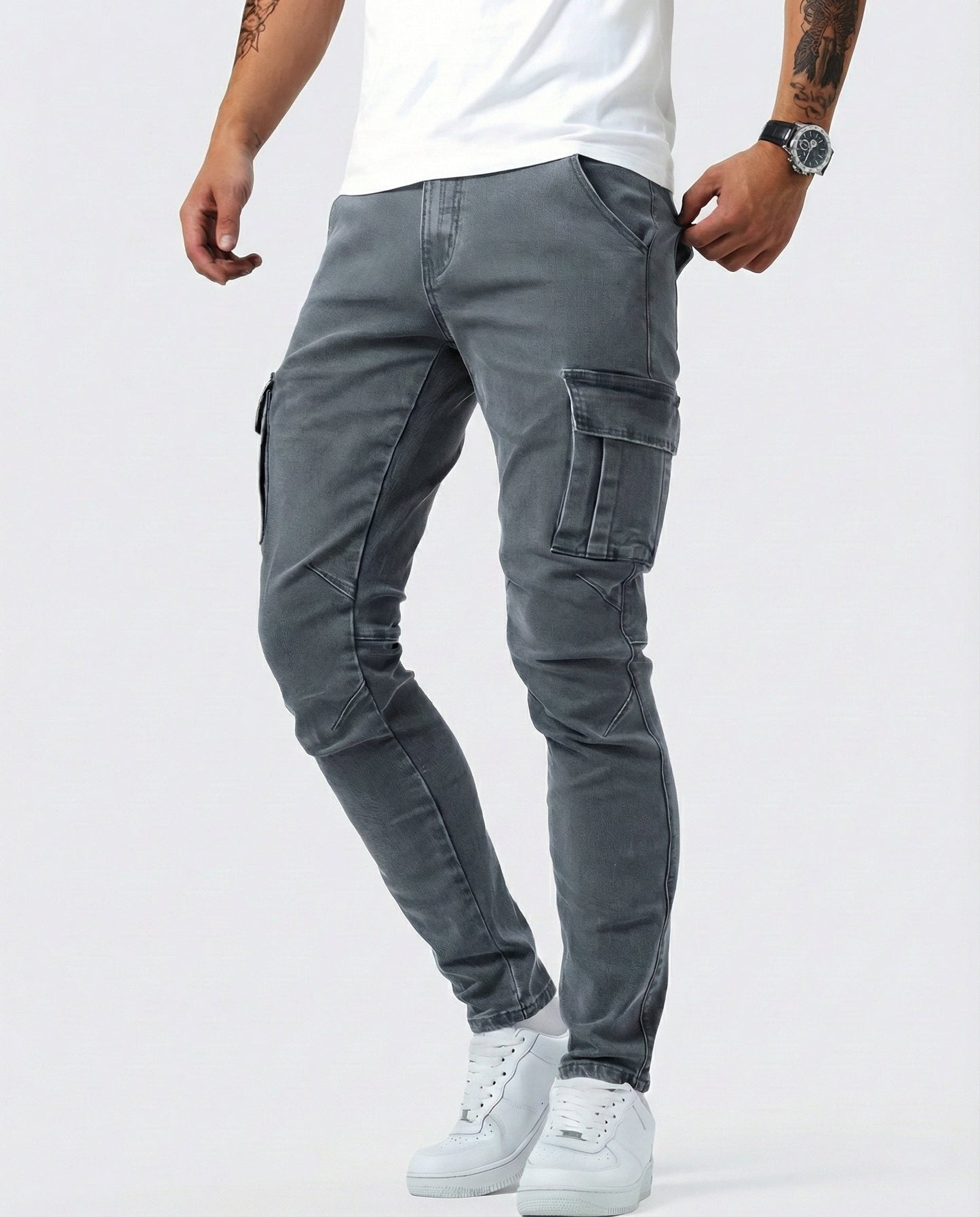 VELLORÉ | Pantalón Cargo Marino Elástico