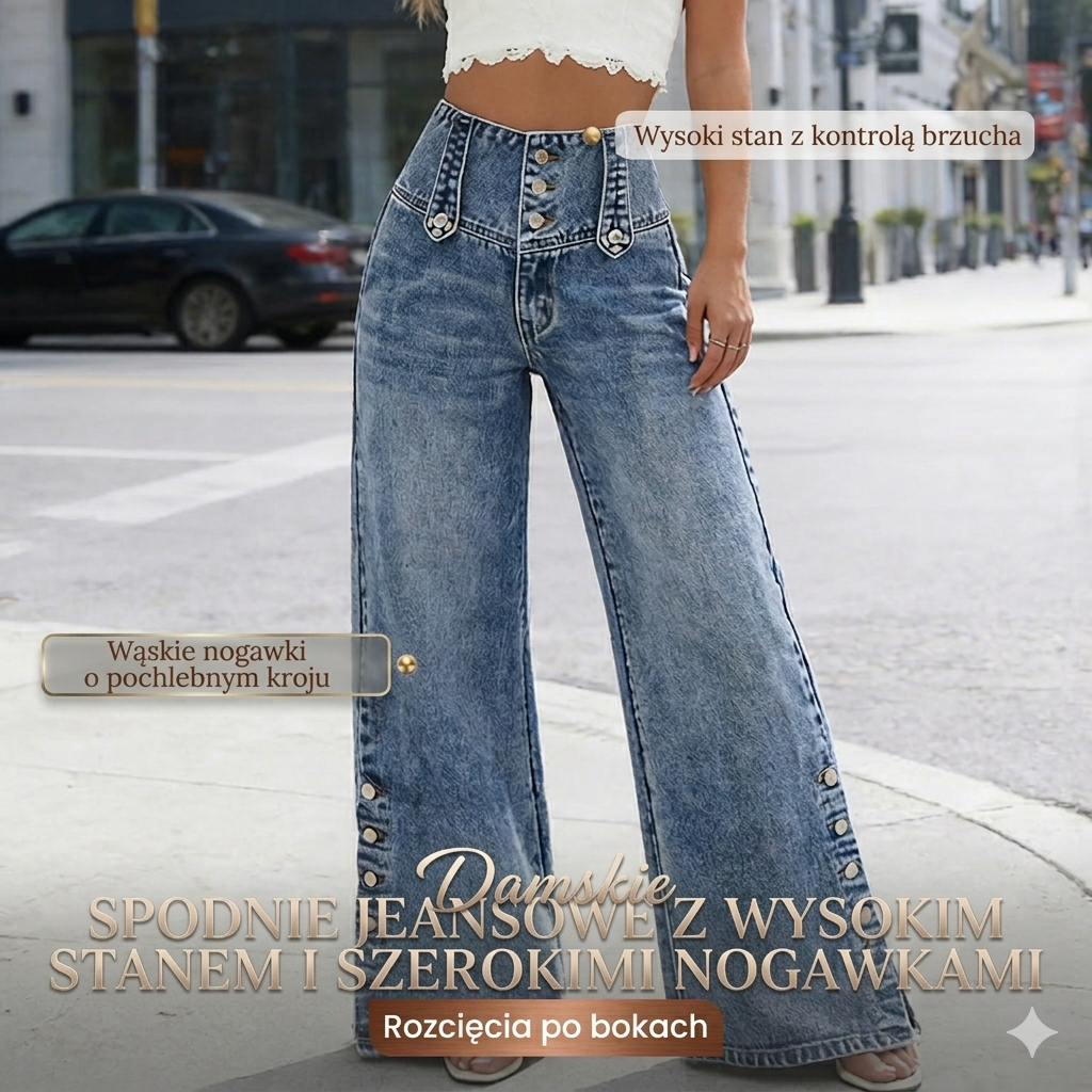 VELLORÉ | Jeans de tiro alto y pierna ancha