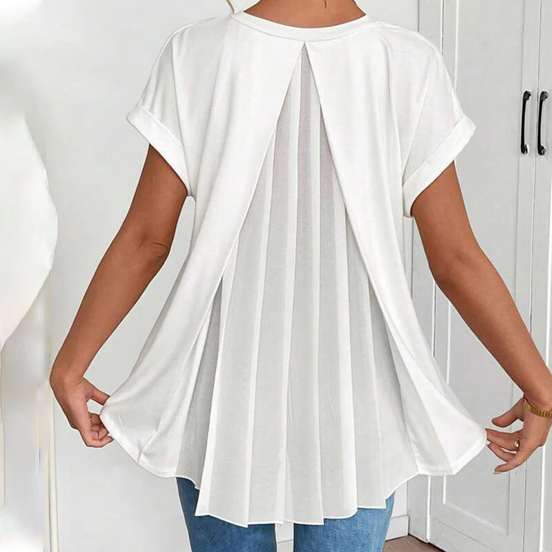 VELLORÉ | Blusa plisada de manga corta para mujer - chic y femenina