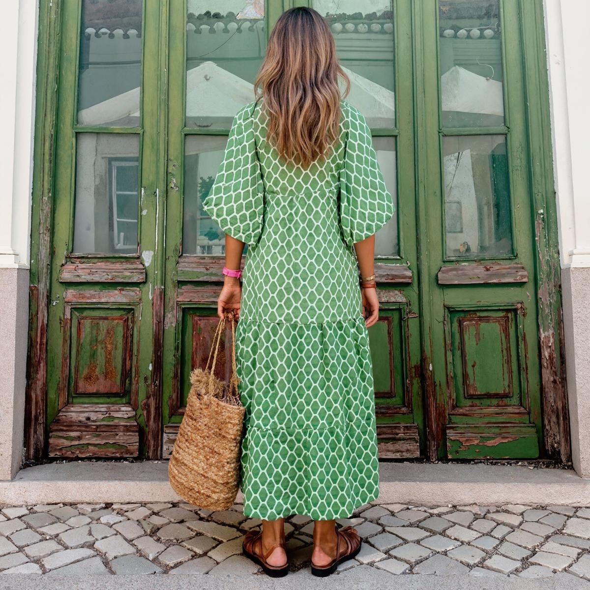 VELLORÉ | Vestido Maxi Verde Bohemio