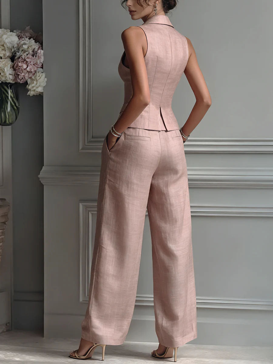 VELLORÉ | Conjunto de dos piezas para mujer con escote en V y botones