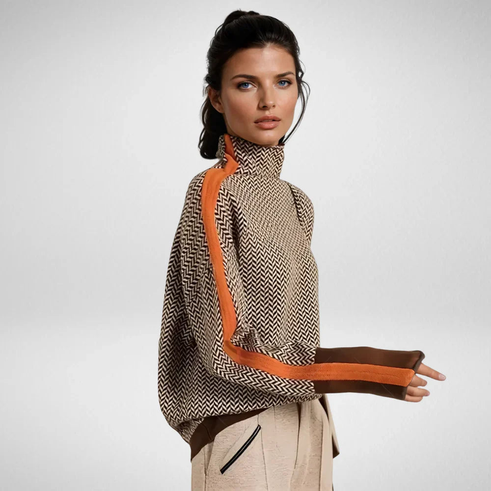 VELLORÉ | Clémence - Jersey de cuello alto con rayas en contraste