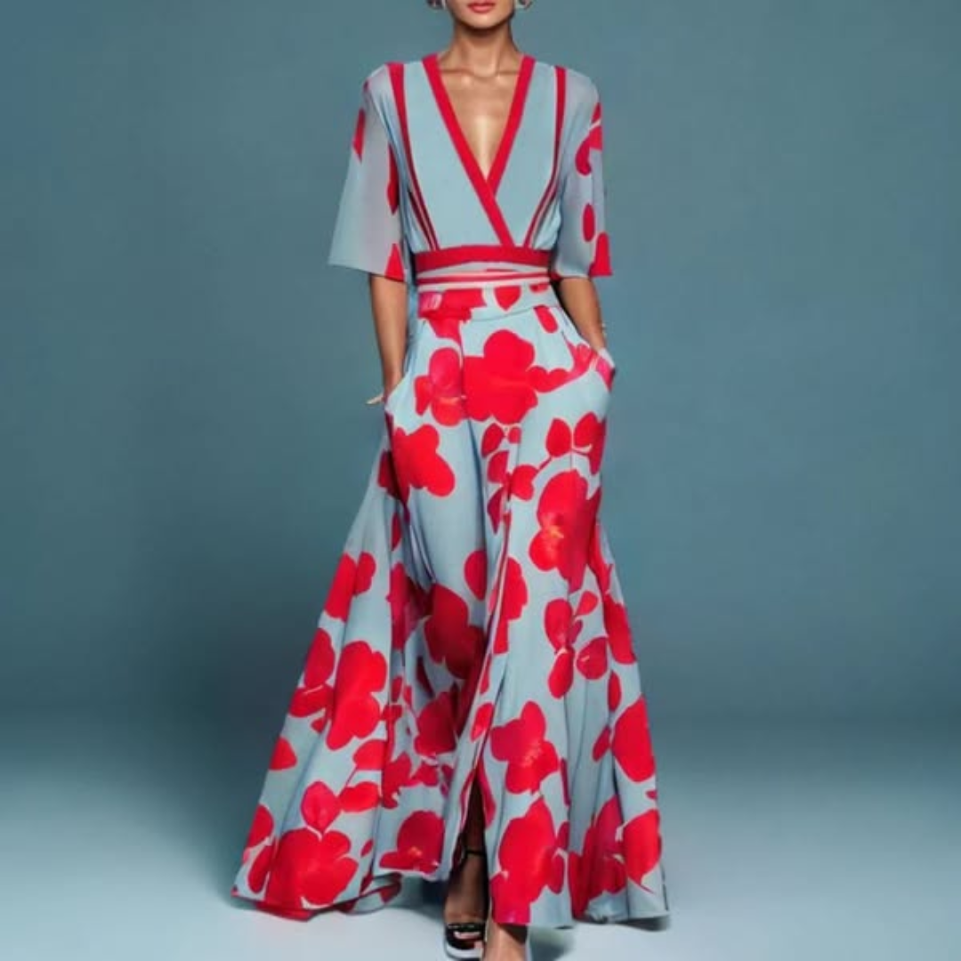 VELLORÉ | - Vestido elegante con estampado floral de encanto refinado