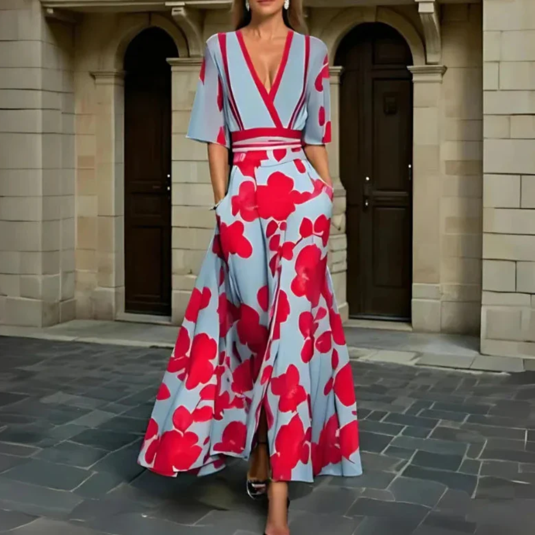 VELLORÉ | - Vestido elegante con estampado floral de encanto refinado
