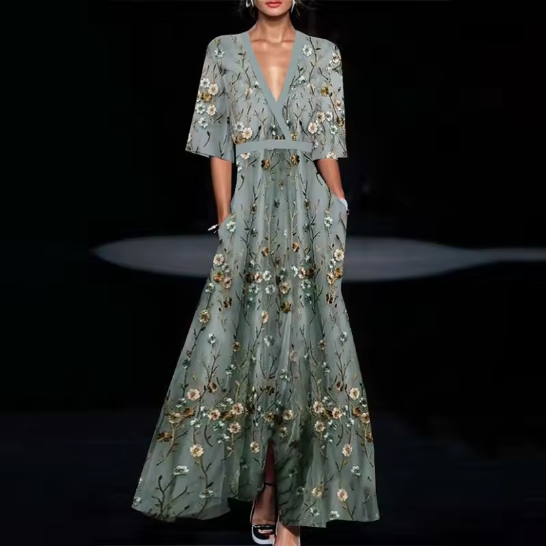 VELLORÉ | - Vestido elegante con estampado floral de encanto refinado