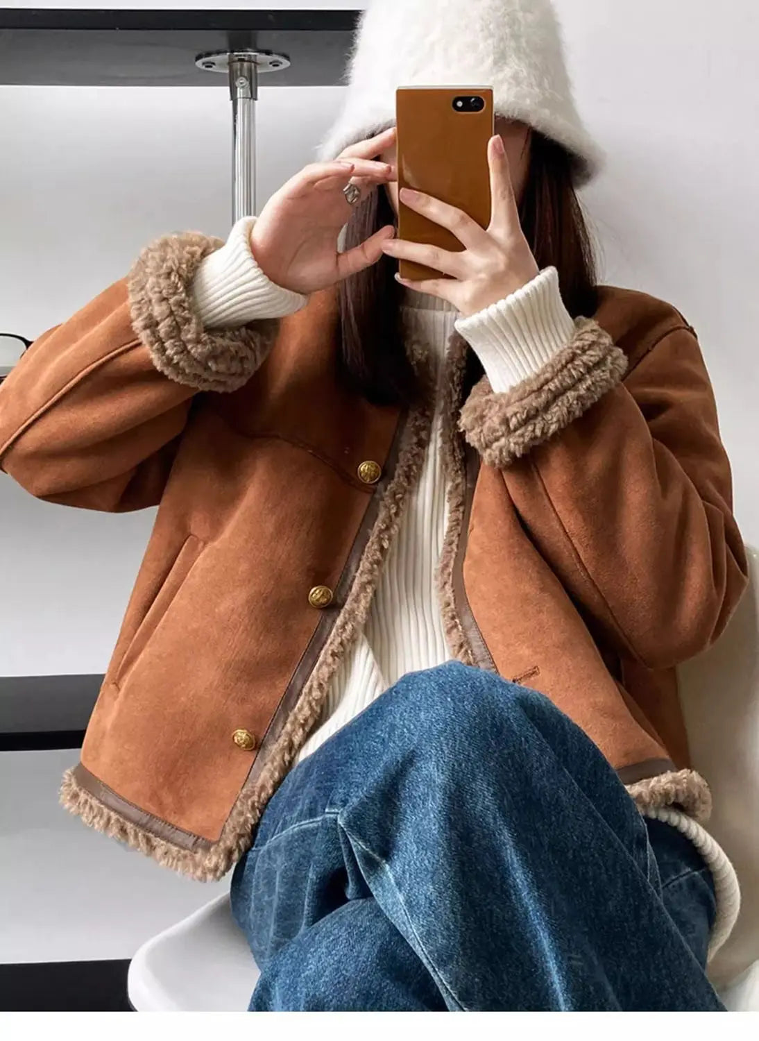 VELLORÉ | Chaqueta corta de piel sintética para mujer