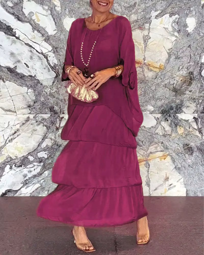 VELLORÉ | Nora – Vestido maxi con efecto de capas