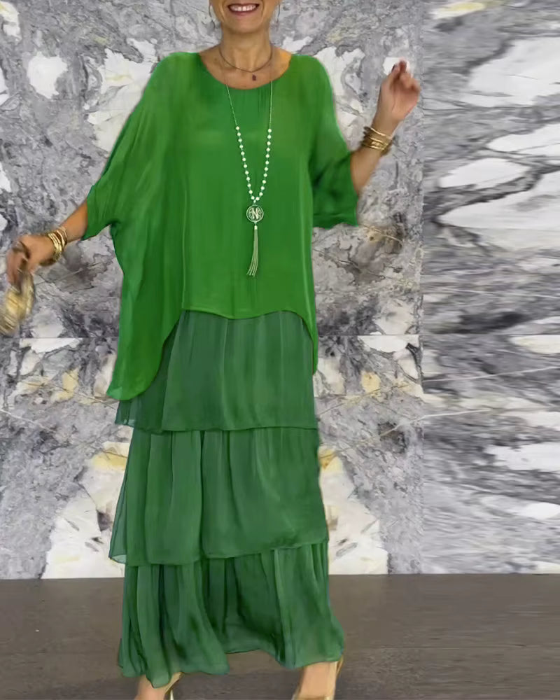 VELLORÉ | Nora – Vestido maxi con efecto de capas