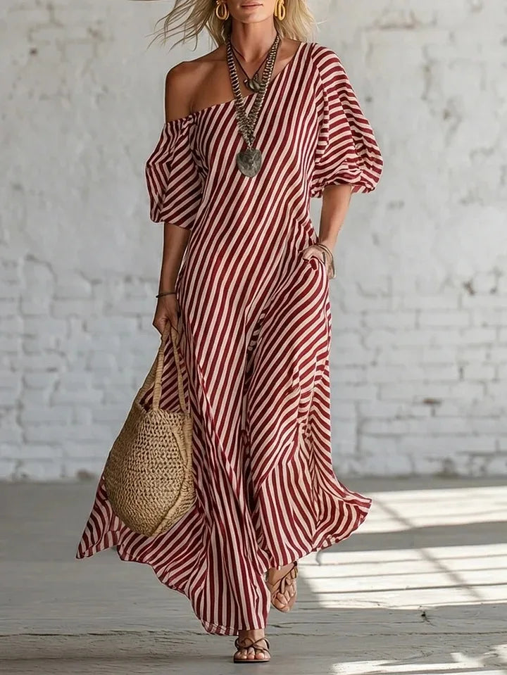 VELLORÉ | Vestidos Maxi Elegantes de Verano con Estampado a Rayas