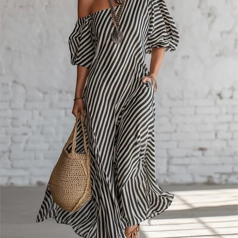 VELLORÉ | Vestidos Maxi Elegantes de Verano con Estampado a Rayas