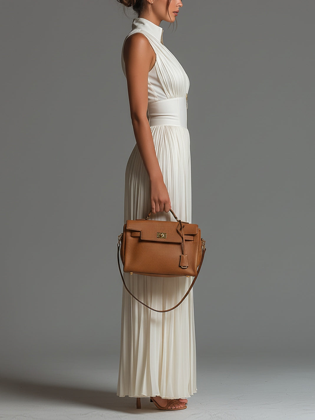 VELLORÉ | Mono Zsófia - Mono de chiffon blanco plisado