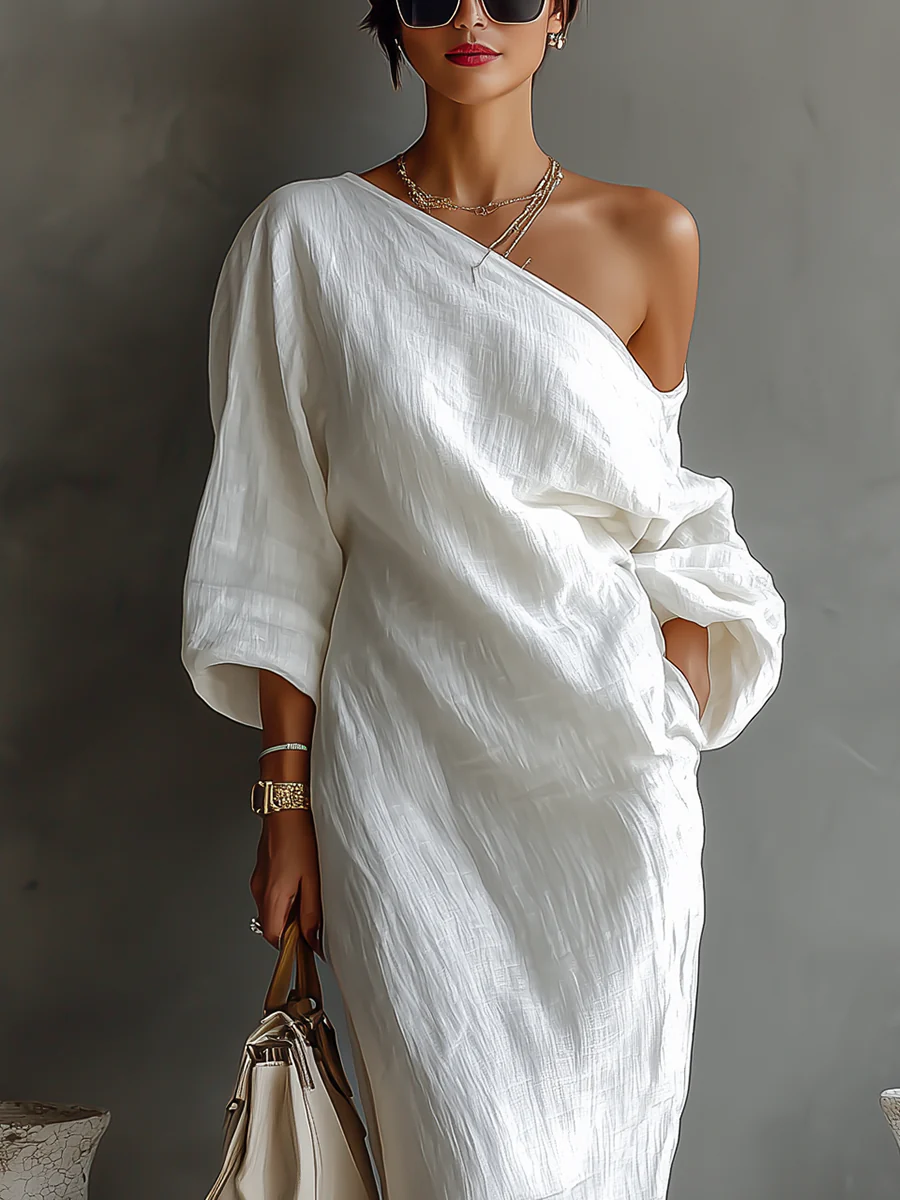 VELLORÉ | Nerina • Vestido maxi de un solo hombro: elegancia fluida para cualquier ocasión