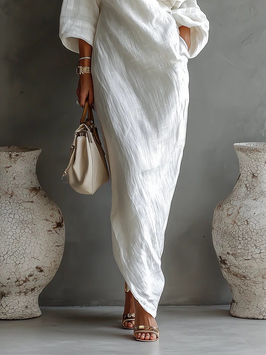 VELLORÉ | Nerina • Vestido maxi de un solo hombro: elegancia fluida para cualquier ocasión