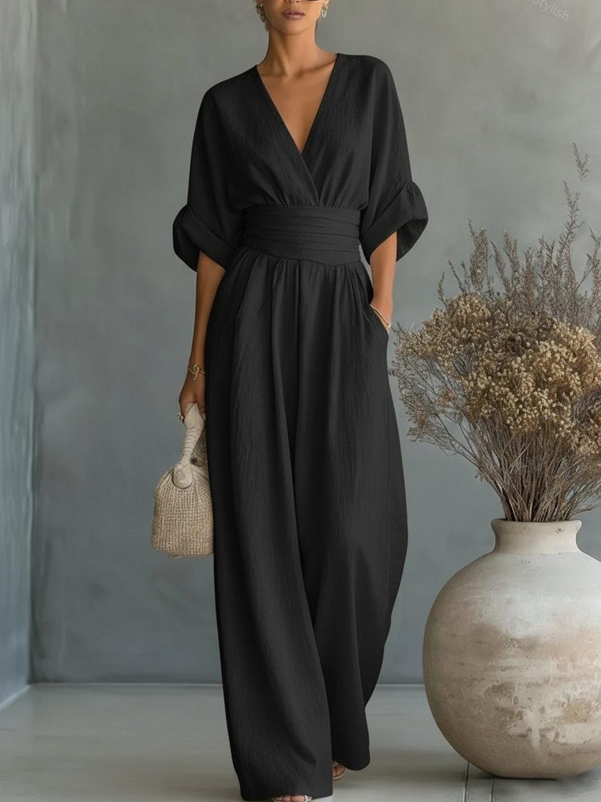 VELLORÉ | Mono elegante con escote en V y cintura alta