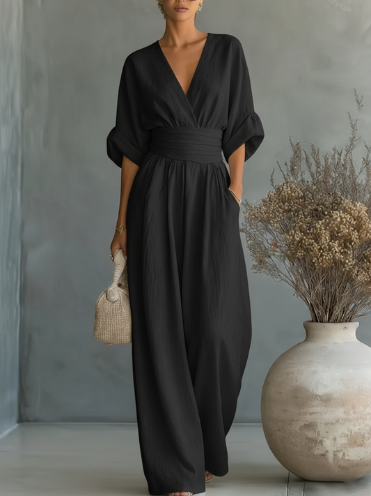 VELLORÉ | Mono elegante con escote en V y cintura alta