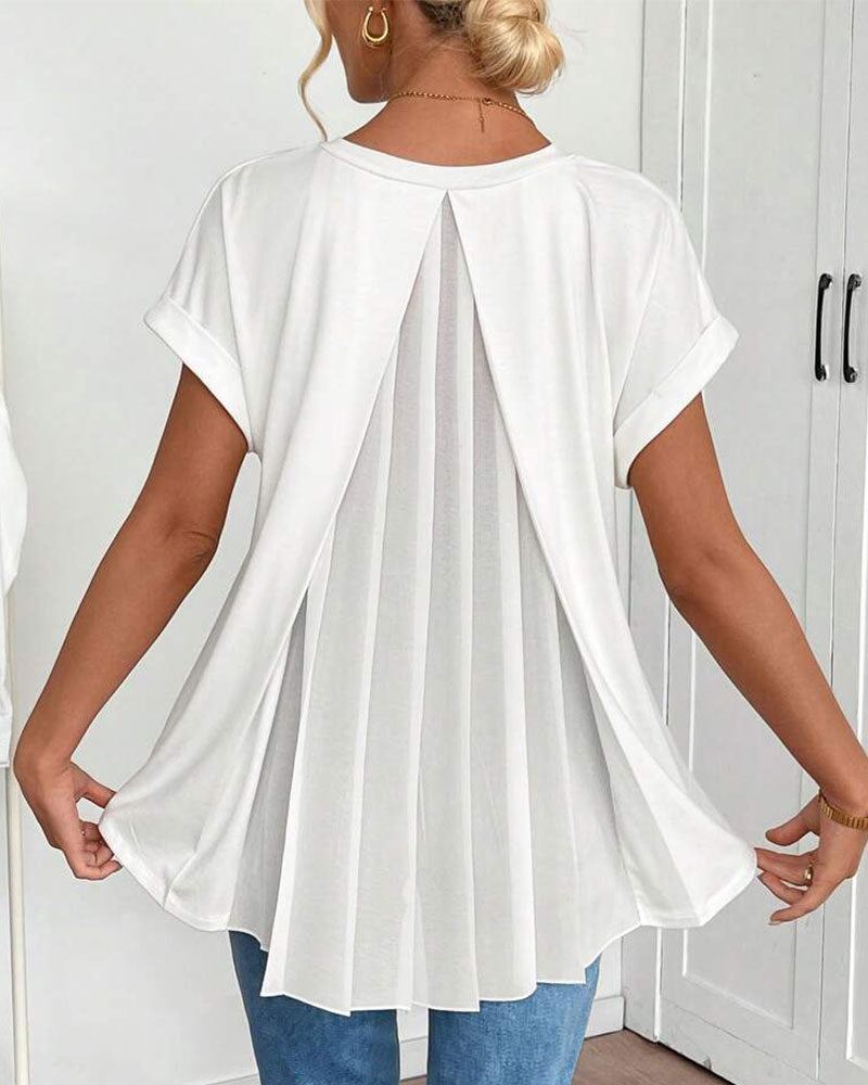 VELLORÉ | Blusa plisada de manga corta para mujer - chic y femenina
