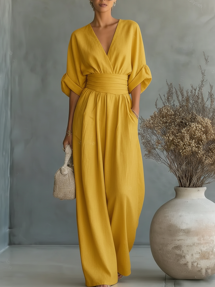 VELLORÉ | Mono elegante con escote en V y cintura alta