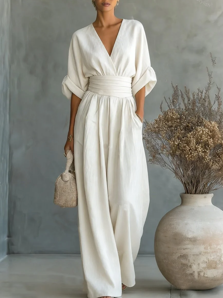 VELLORÉ | Mono elegante con escote en V y cintura alta
