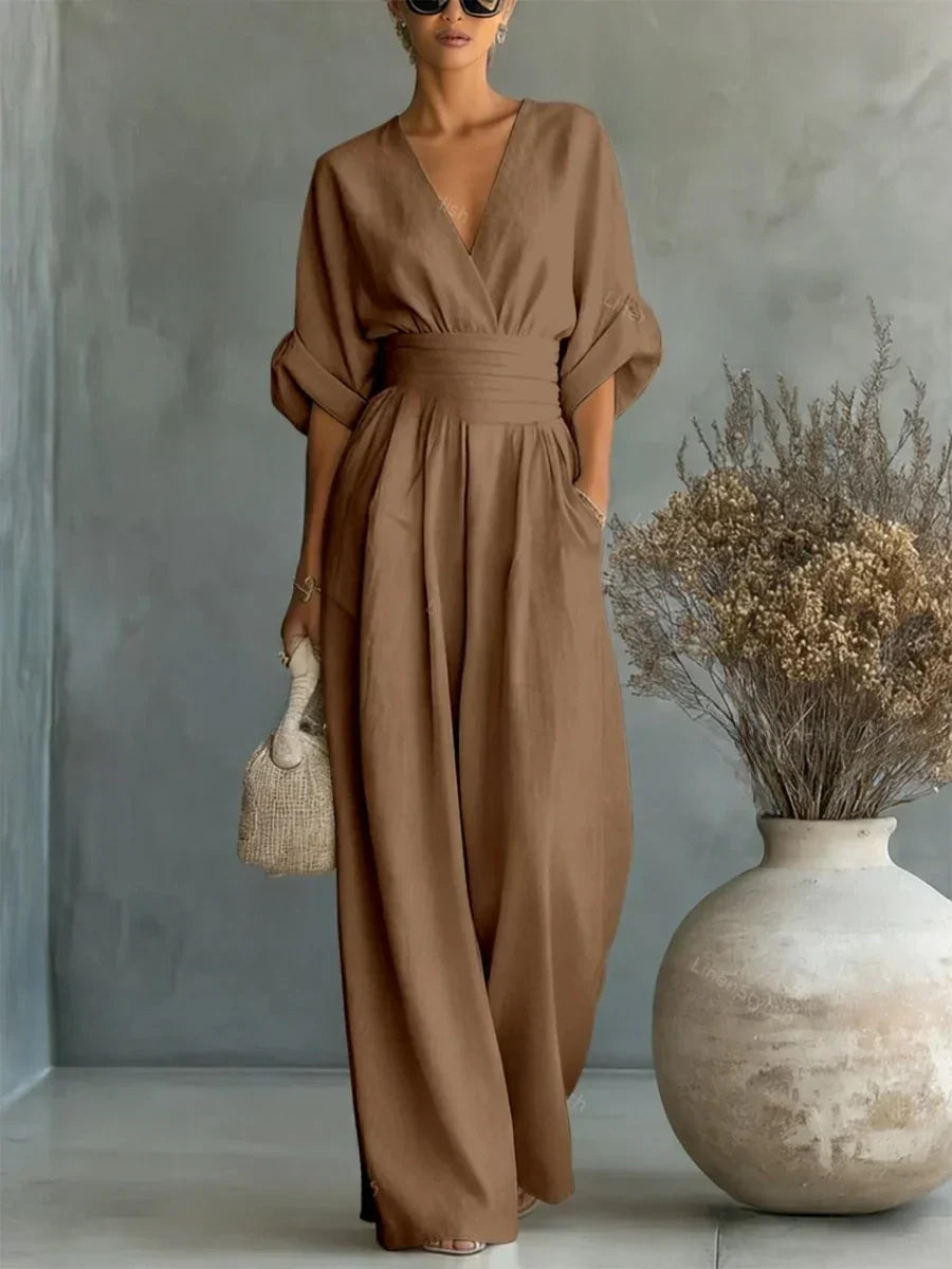 VELLORÉ | Mono elegante con escote en V y cintura alta