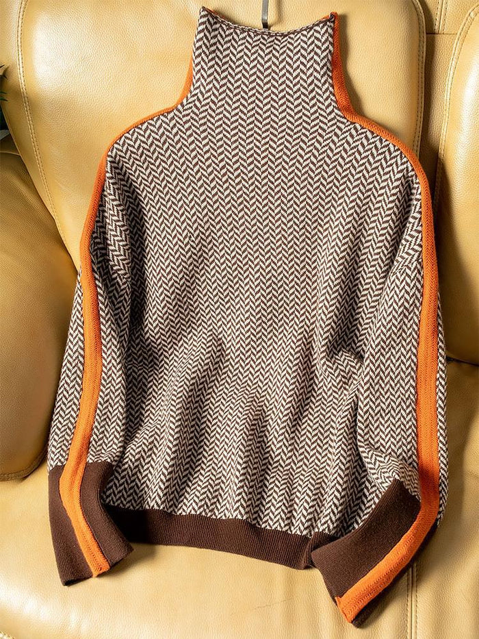 VELLORÉ | Clémence - Jersey de cuello alto con rayas en contraste
