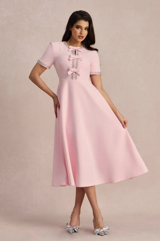 Vestido con Lazo y Adornos de Cristales - STUDIO VELLORÉ