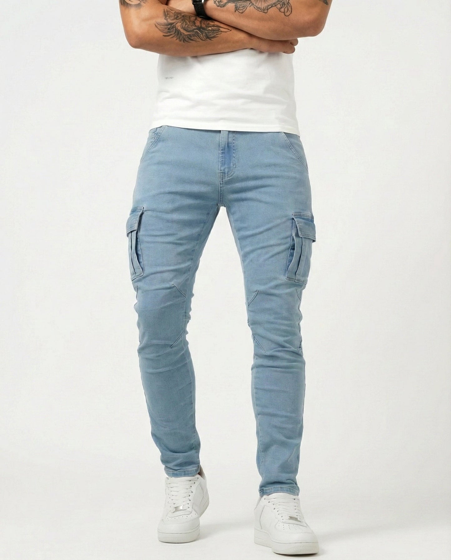 VELLORÉ | Pantalón Cargo Marino Elástico