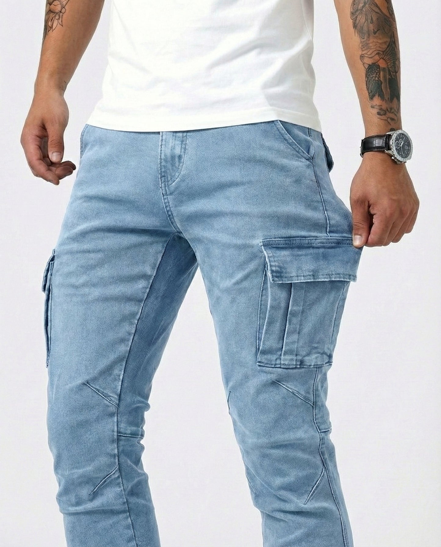 VELLORÉ | Pantalón Cargo Marino Elástico