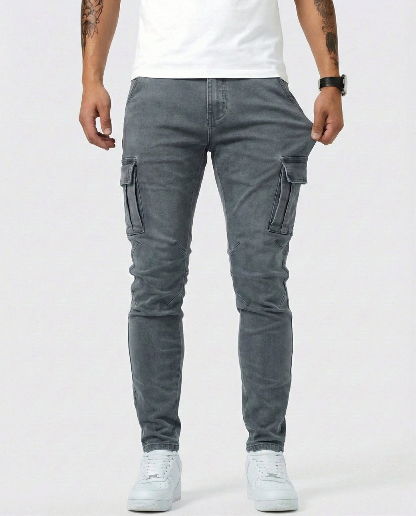 VELLORÉ | Pantalón Cargo Marino Elástico