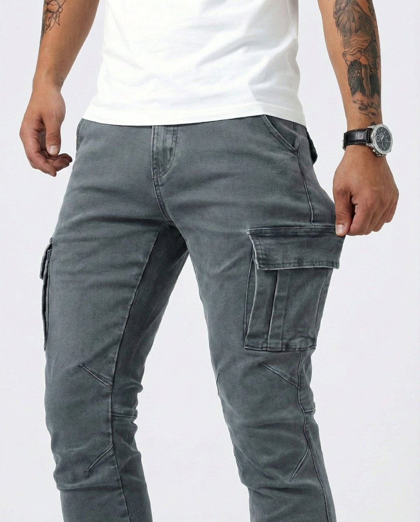 VELLORÉ | Pantalón Cargo Marino Elástico