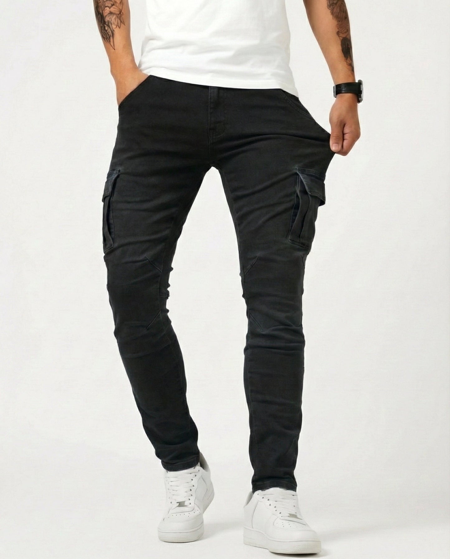 VELLORÉ | Pantalón Cargo Marino Elástico