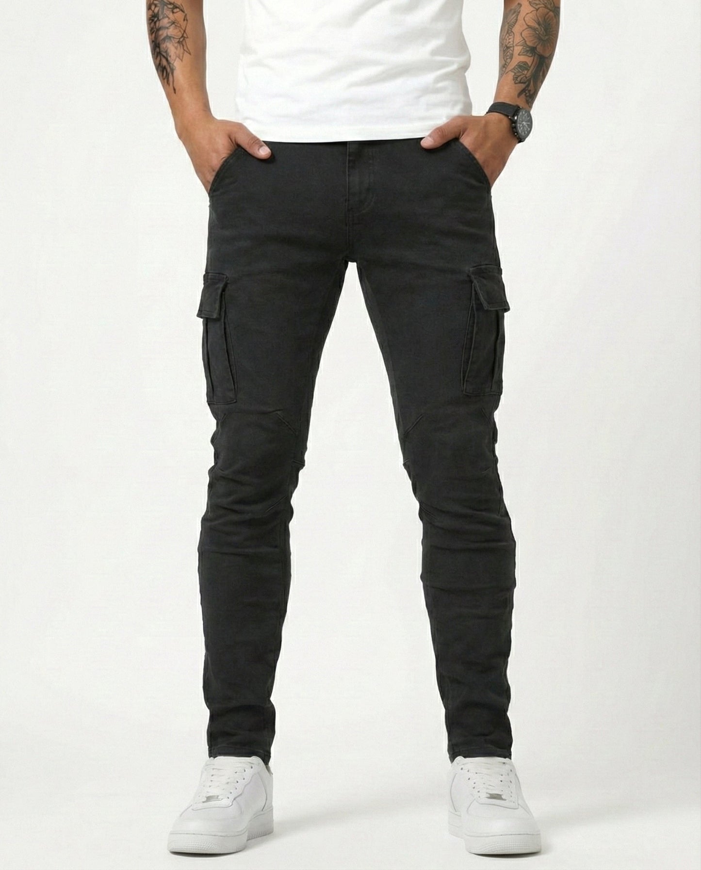 VELLORÉ | Pantalón Cargo Marino Elástico