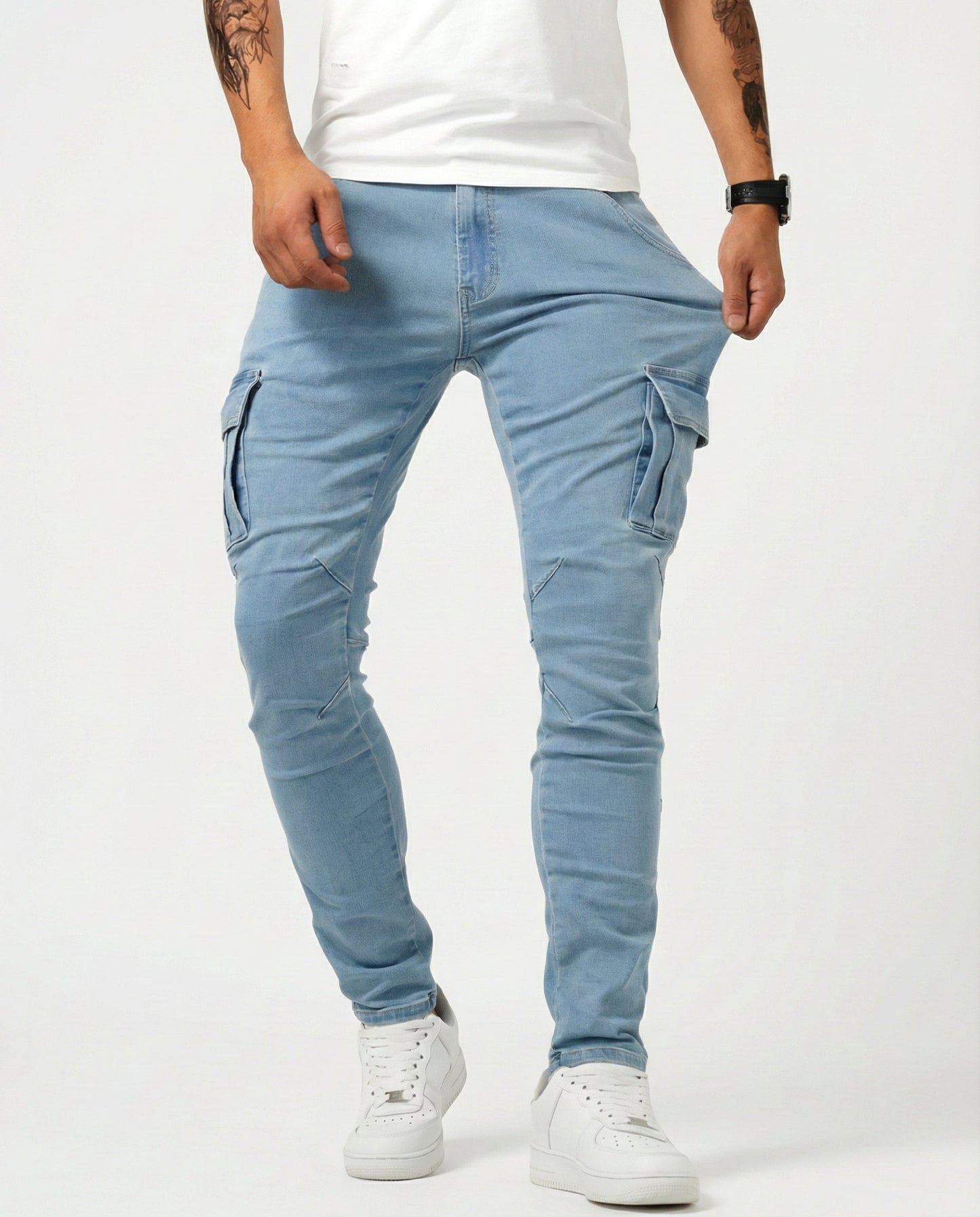 VELLORÉ | Pantalón Cargo Marino Elástico