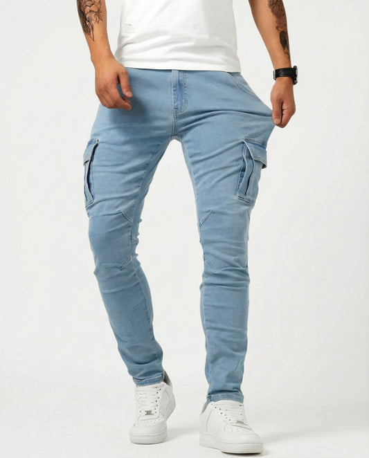 VELLORÉ | Pantalón Cargo Marino Elástico